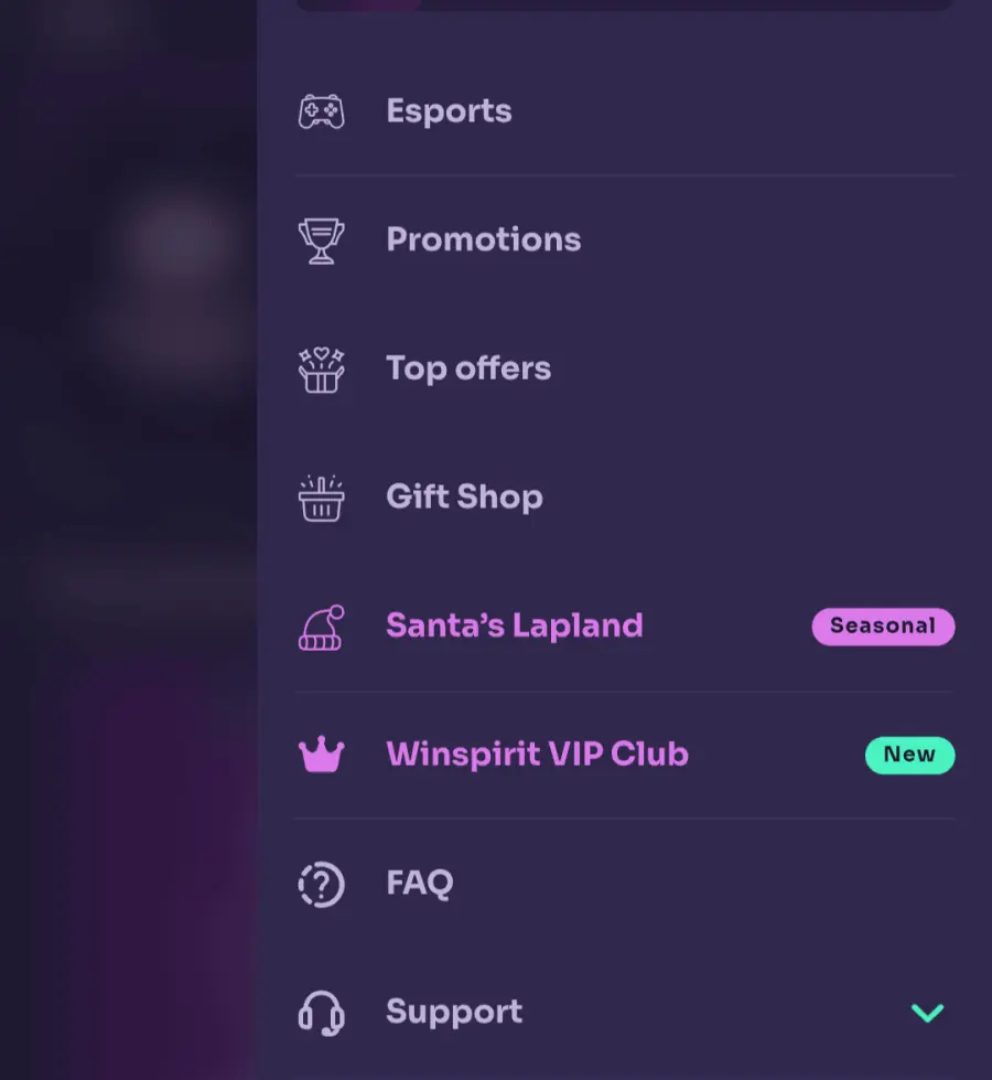 Winspirit Casino interface showing bonus offer section on mobile and desktop
