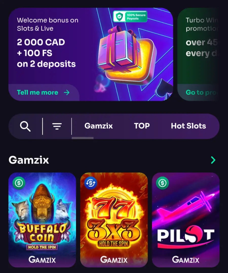 Winspirit Casino Login Bildschirm